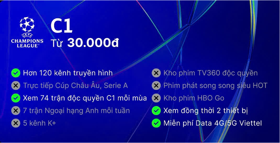 Đại tiệc Champion League trở lại trên TV360 cùng hệ gói cước mới siêu hấp dẫn 2